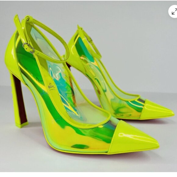 Christian Louboutin Heel Green Neon Spike Barbie Pumps Rocker size 6.5 - Picture 2 of 8